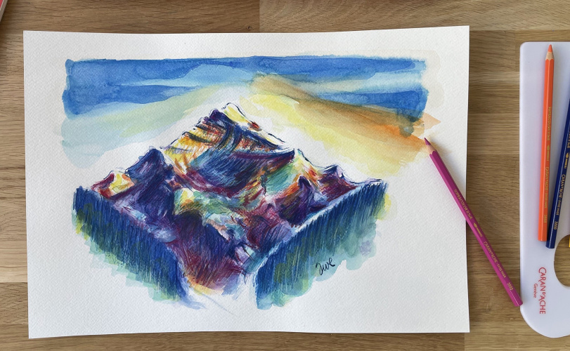 art class overview of sunset mountain by adrian weber
