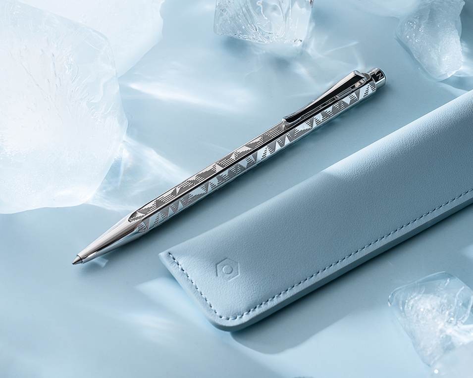 Set Ballpoint Pen Ecridor™ Alpine Frost & Polar Blue Leather Case