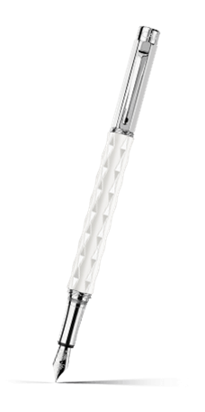 Penna stilografica VARIUS™ CERAMIC BIANCA placcata argento rodiato