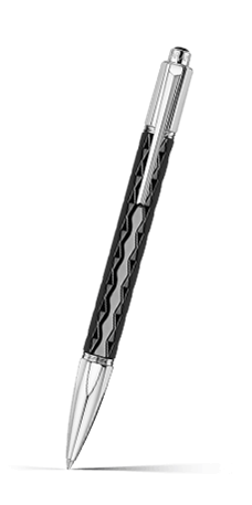 Penna a sfera VARIUS CERAMIC NERA placcata argento rodiato