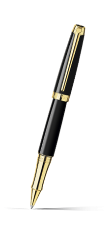 Gold-Plated LÉMAN EBONY BLACK Roller Pen