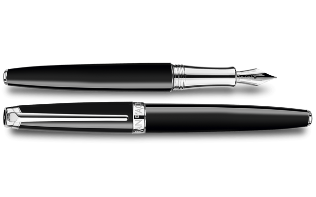 Silver-Plated, Rhodium-Coated LÉMAN™ EBONY BLACK Fountain Pen