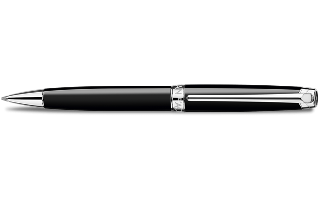 Silver-Plated, Rhodium-Coated LÉMAN™ EBONY BLACK Ballpoint Pen