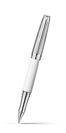 Penna Roller LÉMAN BICOLOR Bianca Placcata Argento Rodiato