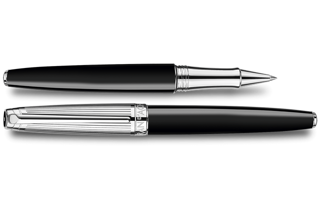 Silver-Plated, Rhodium-Coated LÉMAN BICOLOR Black Roller Pen