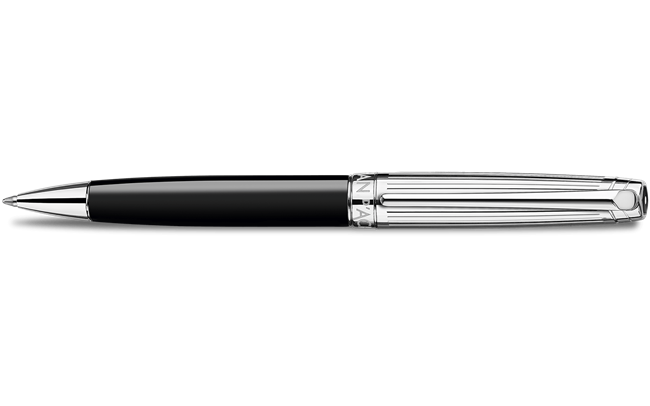 Silver-Plated, Rhodium-Coated LÉMAN BICOLOR Black Ballpoint Pen
