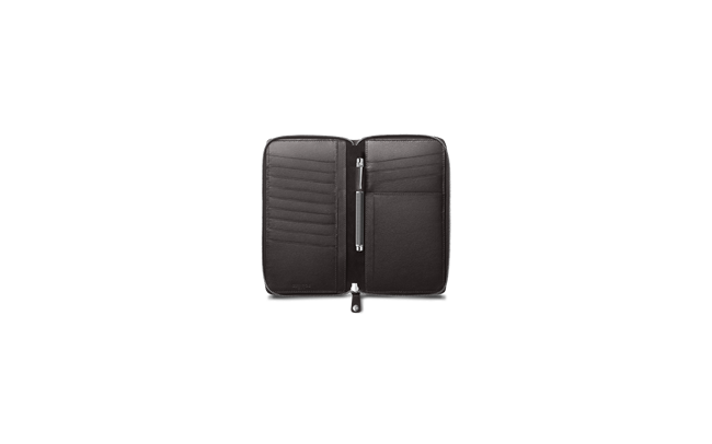 Porta passaporto con zip Ebano