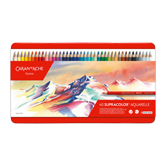 Caran d'Ache Fancolor soluble dans l'eau Couleur Crayons Set Metal Tin de 40 Couleurs 