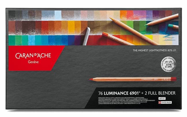 Caran D'Ache Luminance 6901 + 2 Full Blender Colored Pencils, Paper Boxed  Set of 76 Colors, High Lightfastness and Smoothness - AliExpress