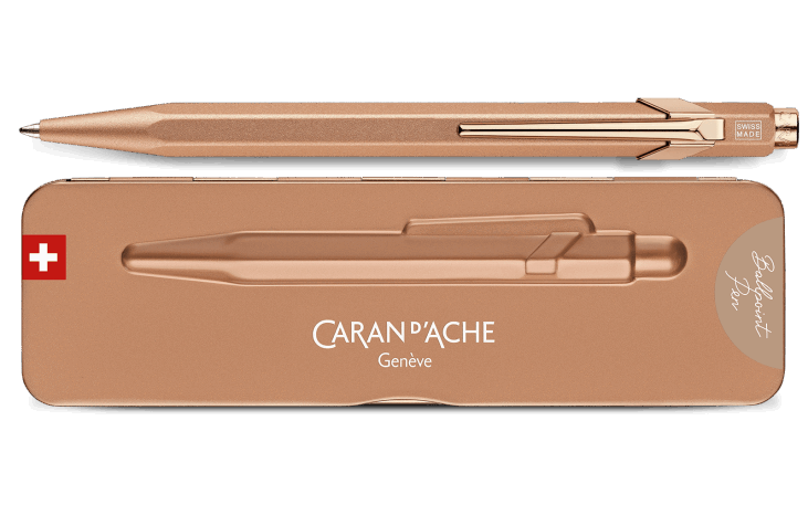 Caran d'Ache 849 MIDNIGHT GLOW Ballpoint Pen, Black / Rose Gold - Worldshop