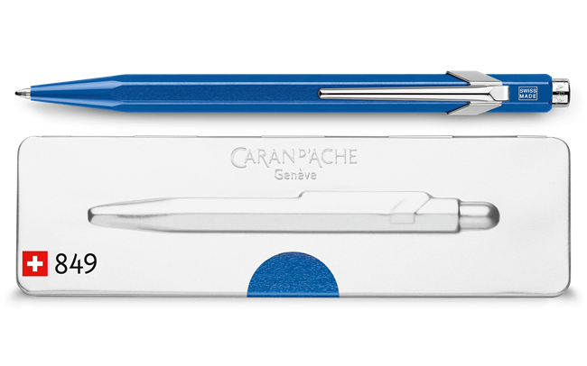 Kugelschreiber 849 POPLINE metallic blau mit Etui