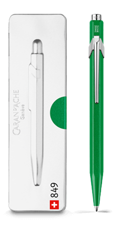 849 POPLINE Metallic Green Ballpoint Pen, with Holder