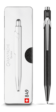 849 POPLINE Metallic Black Ballpoint Pen, with Holder