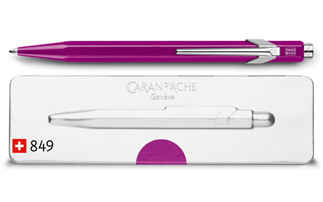 849 POPLINE Metallic Purple Ballpoint Pen, with Holder