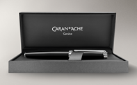 Silver-Plated, Rhodium-Coated LÉMAN EBONY BLACK Fountain Pen (B)