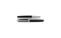 Silver-Plated, Rhodium-Coated LÉMAN EBONY BLACK Fountain Pen (B)
