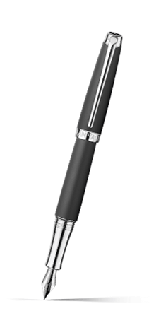 Penna stilografica LÉMAN NERO OPACO placcata argento rodiato