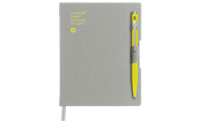 Ballpoint Pen 849 Yellow & Notebook Office A6 Grey