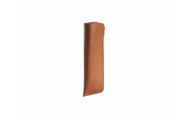 BEIGE LEATHER CASE FOR 2 PENS