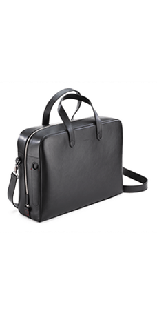 BLACK LEATHER ATTACHE BAG