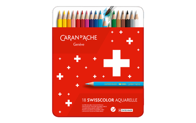 Box of 18 Colours Pencils SWISSCOLOR Water-soluble