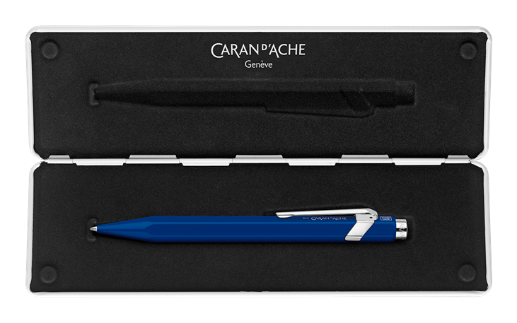 recharge feutre pointe fine bleue pour stylo caran d'ache avec capuchon,  8122.160