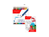 Set mit 18 Farbstiften FANCOLOR + Heft oder Postkarten SWISS EXPLORER