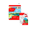 Set mit 15 Fasermalern FIBRALO + Heft oder Postkarten SWISS EXPLORER