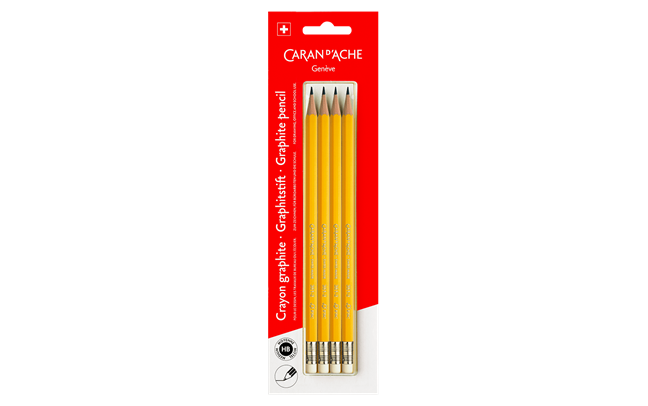 Set pack containing 4 HB pencils with eraser