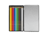 Metal Box of 12 Water-Soluble Colour Pencils SCHOOL LINE