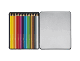 Metal Box of 18 Water-Soluble Colour Pencils SCHOOL LINE