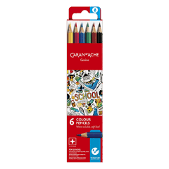 Boîte Carton 6 Crayons Aquarellables SCHOOL LINE