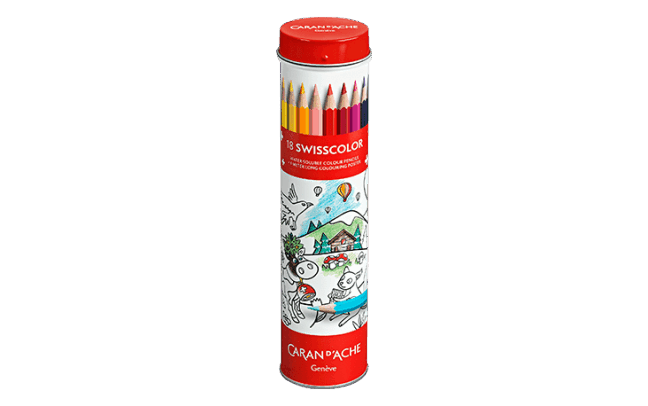 スイス　色鉛筆と塗り絵　18COLOR e_tube-metal-18-couleurs-