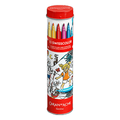 Metal tube 10 SWISSCOLOR standard Fibre-tipped Pens + Poster on the theme of Switzerland through
