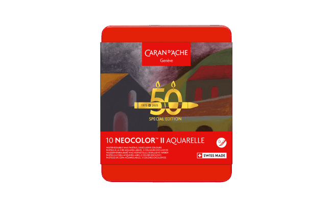 Box of 10 NEOCOLOR™ II Aquarelle Pastels 50 Year Dark – Special Edition