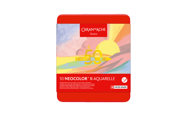 Box of 10 NEOCOLOR™ II Aquarelle Pastels 50 Years Pastel – Special Edition