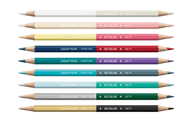 Set 9 Crayons de Couleur Bicolores & 1 Pinceau Alpine Frost