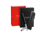 Set Füllfederhalter Léman™ Damier & Etui aus Leder Schwarz