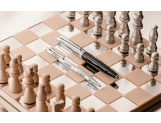 Set Stylo Bille Ecridor™ Damier Gris Argenté & Étui en Cuir Noir