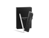 Set Stylo Bille Ecridor™ Damier Gris Argenté & Étui en Cuir Noir