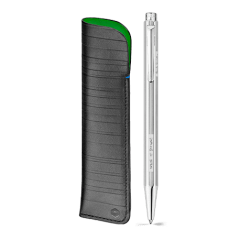 Set Ballpoint Pen Ecridor™ Paul Smith Grey Silver & Black Leather Case
