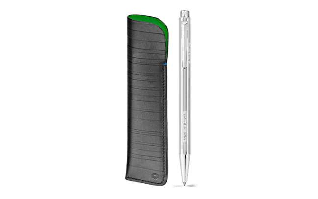 Set Ballpoint Pen Ecridor™ Paul Smith Grey Silver & Black Leather Case