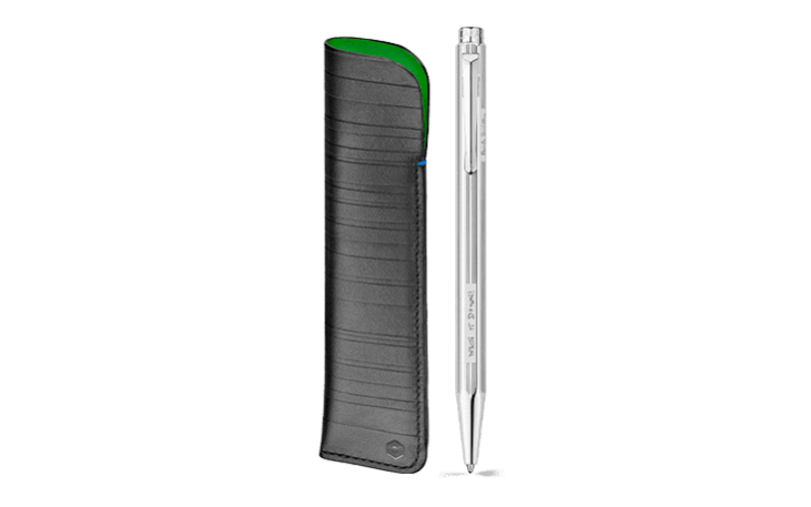Set Ballpoint Pen Ecridor™ Paul Smith Grey Silver & Black Leather Case
