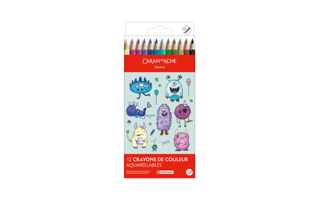 Set Kawaii 12 Matite Colorate Swisscolor Acquerellabili Funny Monsters