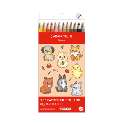 Set Kawaii 12 Matite Colorate Swisscolor Acquerellabili Cute Animals