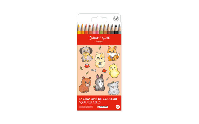 Set Kawaii 12 Matite Colorate Swisscolor Acquerellabili Cute Animals