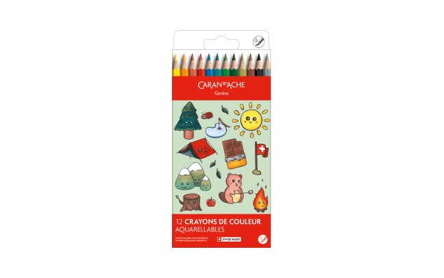 Set Kawaii 12 Matite Colorate Swisscolor Acquerellabili Swiss Mountain